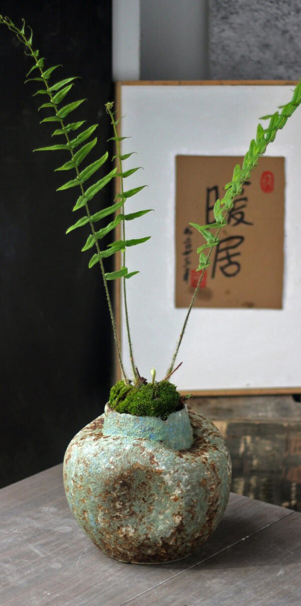 Wabi-Sabi Coarse Pottery Vase – Natural Serenity Series| Blue-Gray Vintage Living Room Accent - Image 5