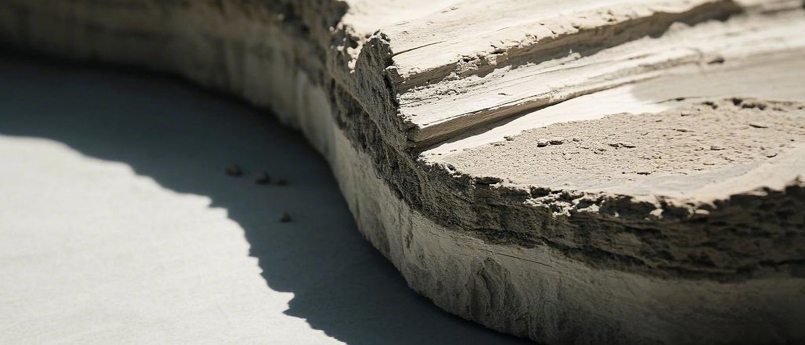 Close-up of earth layers revealing erosion patterns.